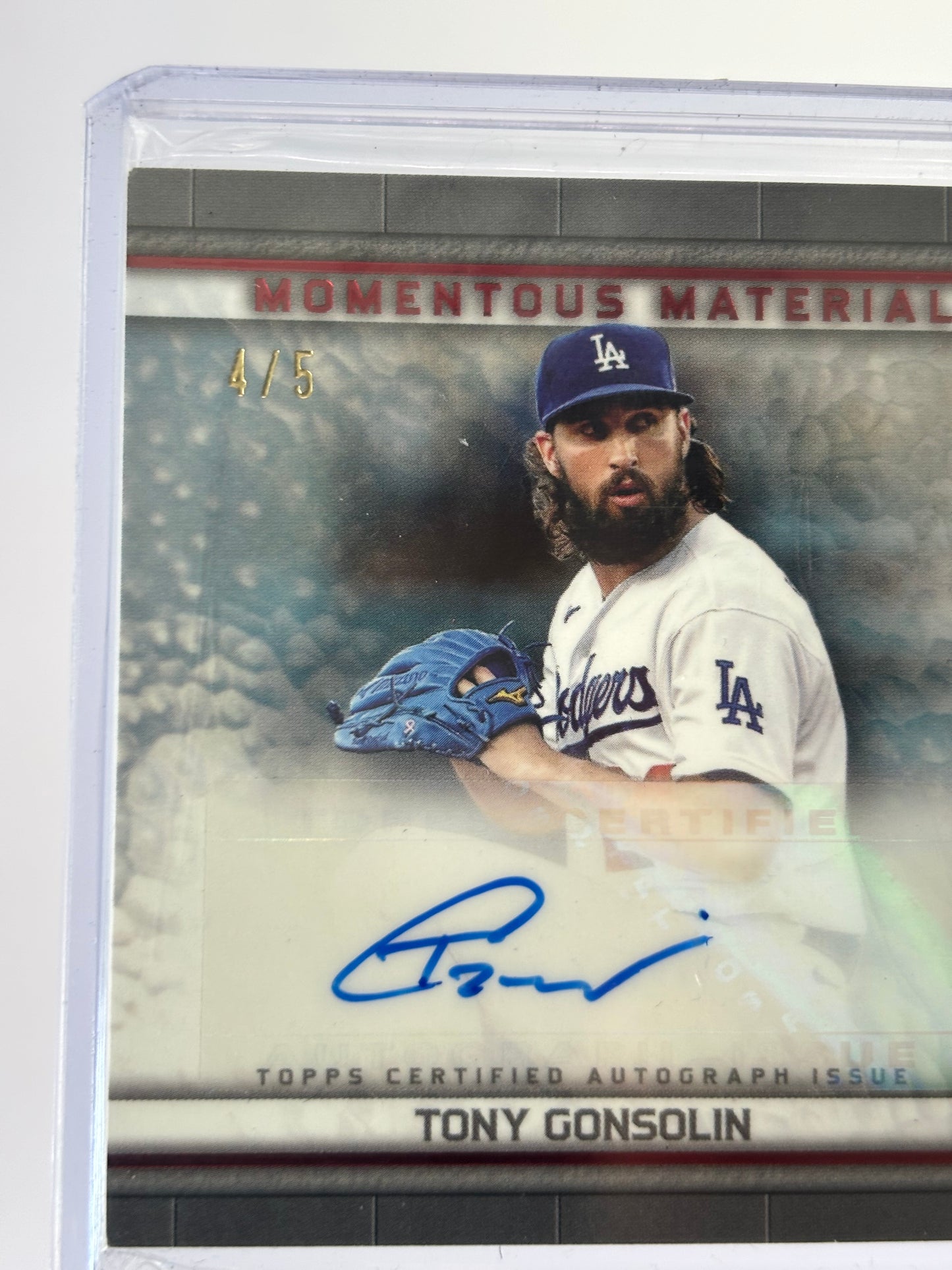 Tony Gonsolin 2023 Topps Museum Collection Momentous Materials Jumbo Patch Autograph #4/5