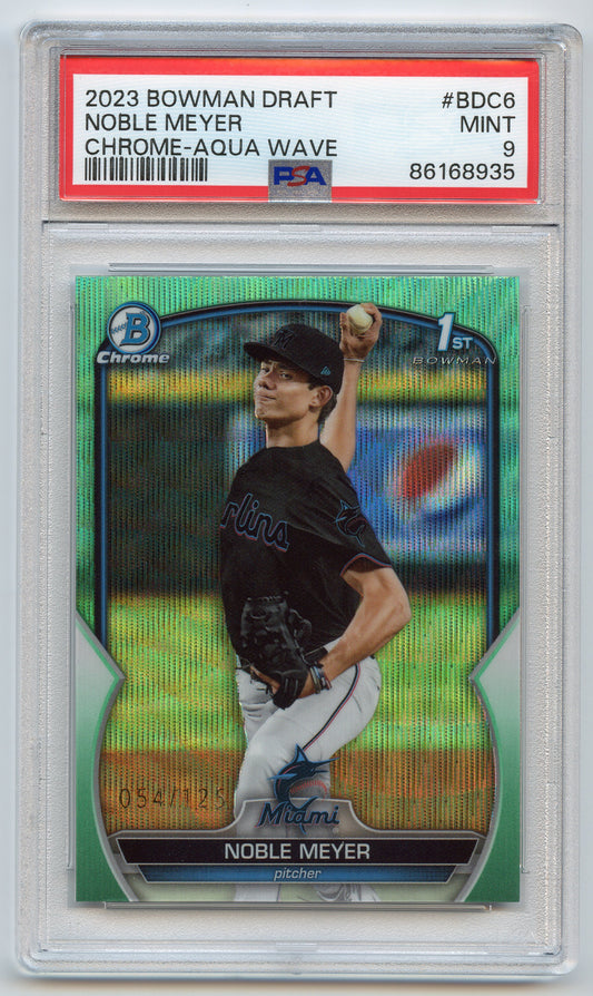 2023 Bowman Draft Chrome Noble Meyer Aqua Wave /125 PSA 9