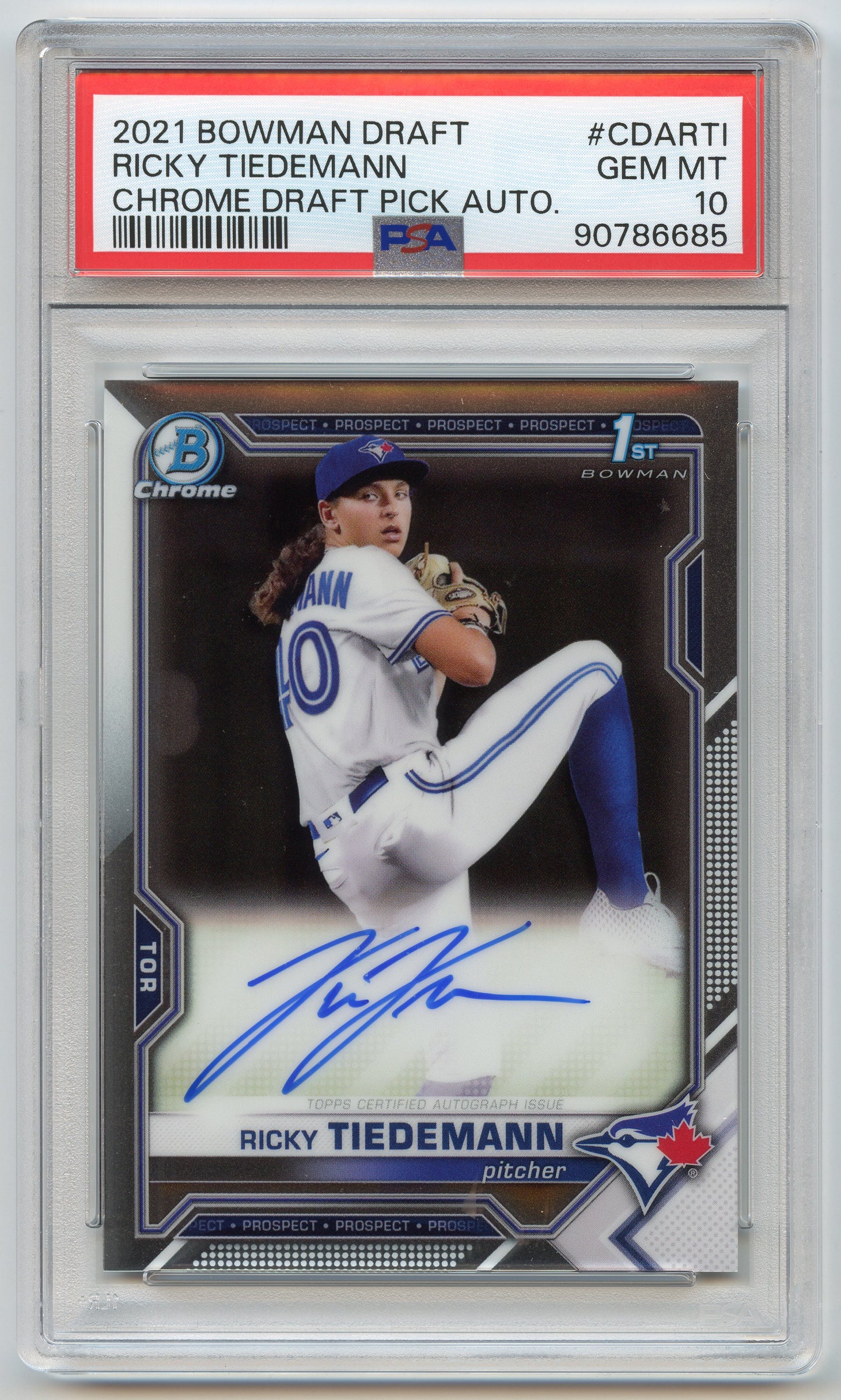 2021 Bowman Draft Chrome Ricky Tiedemann Auto PSA 10