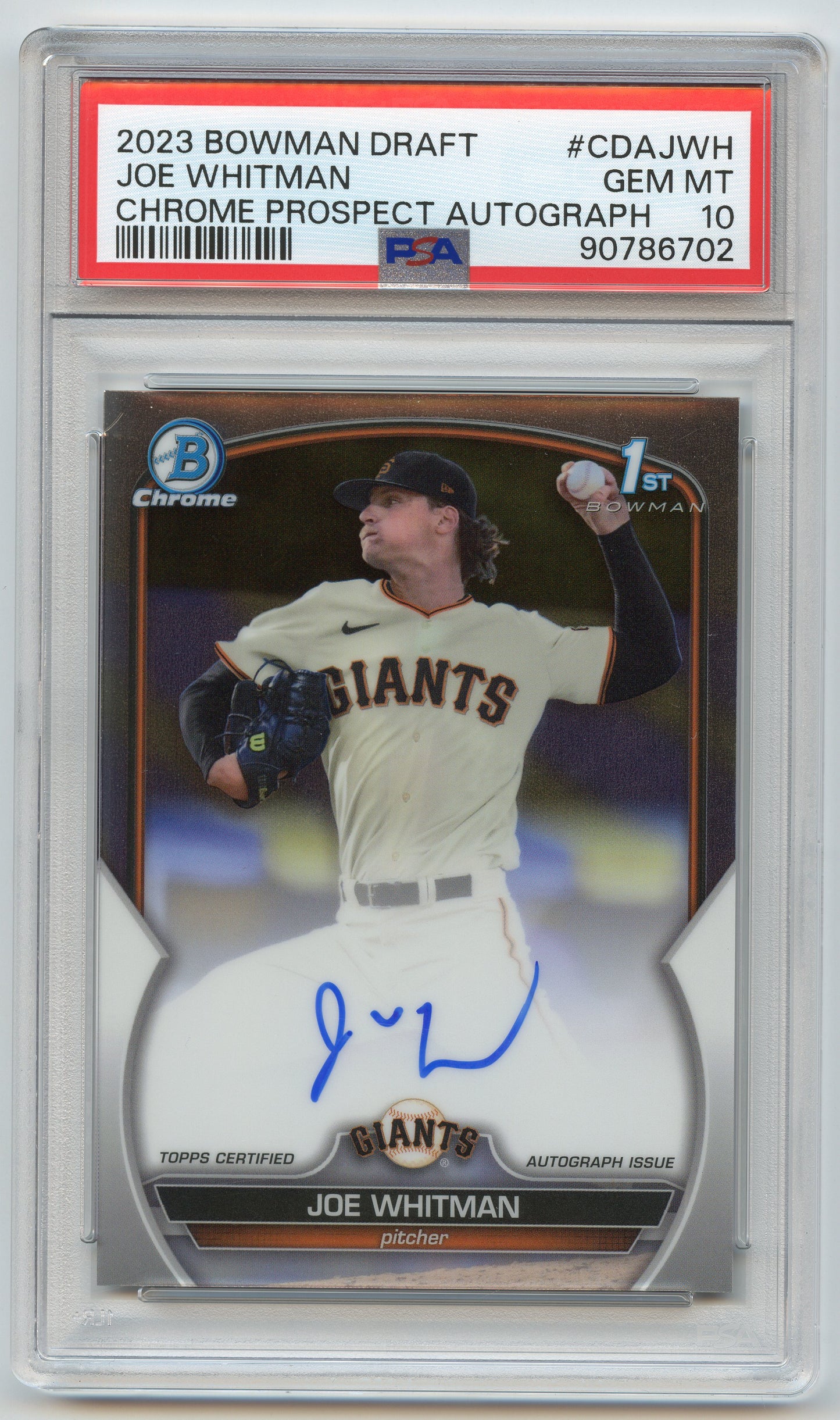 2023 Bowman Draft Chrome Joe Whitman Auto PSA 10