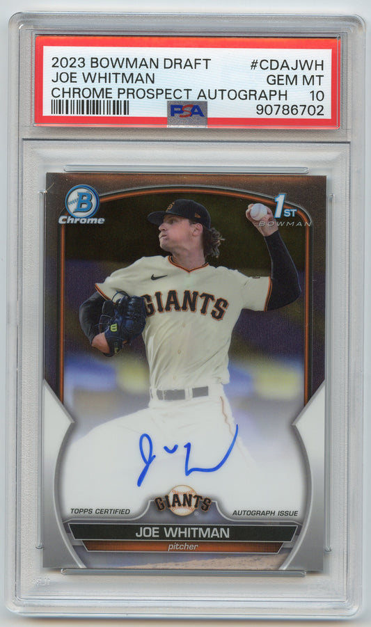 2023 Bowman Draft Chrome Joe Whitman Auto PSA 10